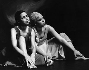 Ntozake Shange Acting in a Scene from "For Colored Girls"; photo credit unknown