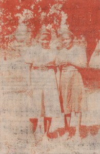 Sisters, acrylic and mixed-media on wood, 6"X4", 2014